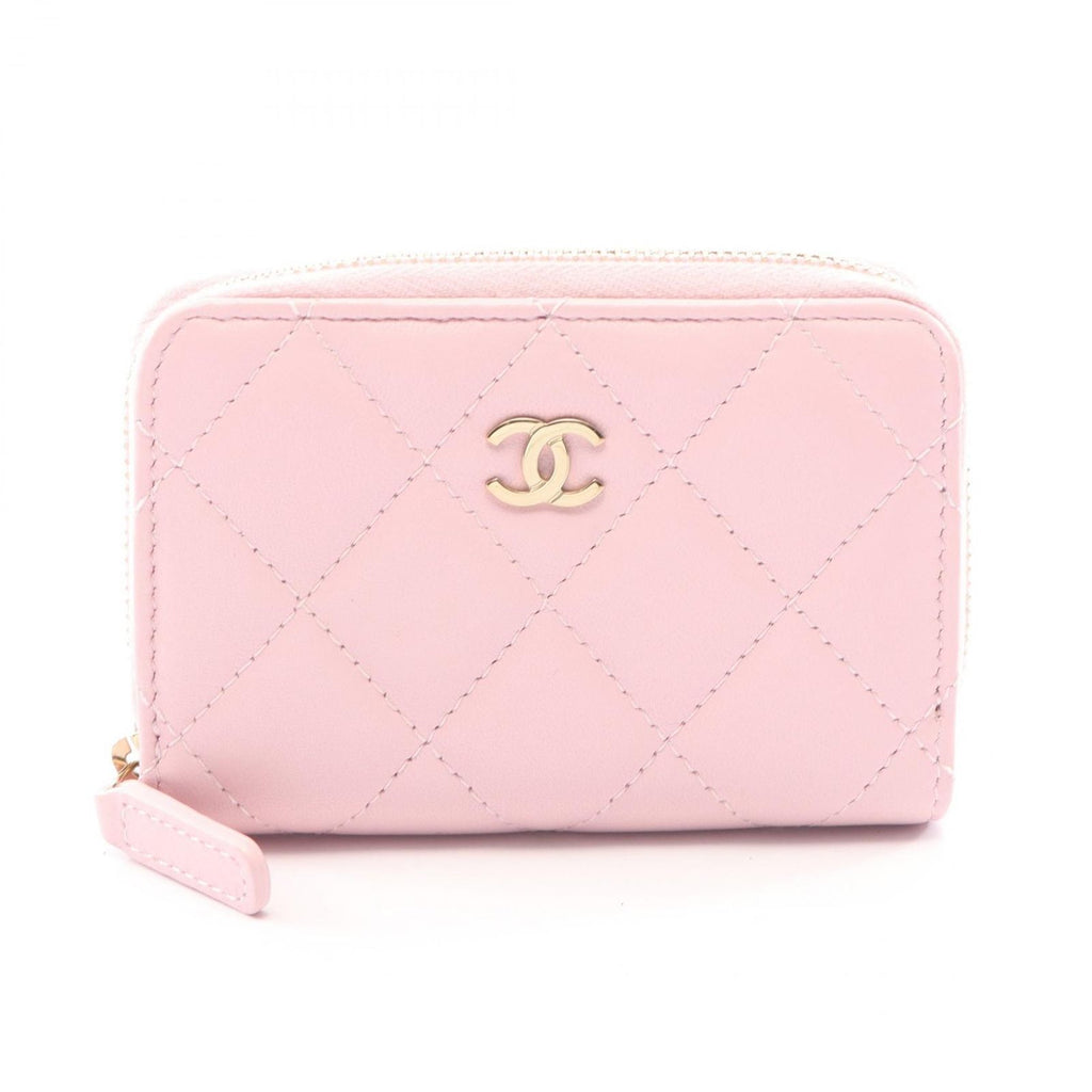 Chanel Coin Purse Classic Zip Quilted Pink Leather