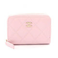 Chanel Coin Purse Classic Zip Quilted Pink Leather