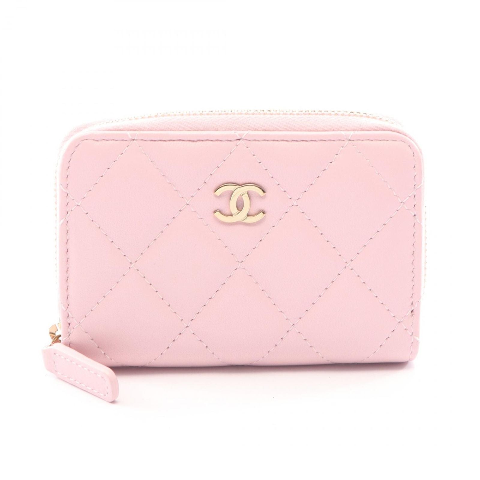 Chanel Coin Purse Classic Zip Quilted Pink Leather