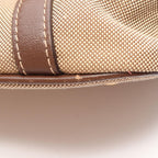 Prada Tote Bag Logo Jacquard 2-Way Beige Brown Canvas Leather Ribbon Motif — view 5