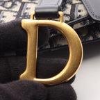 Dior Saddle Bag Mini Oblique Jacquard Ivory Navy Canvas Leather — view 6