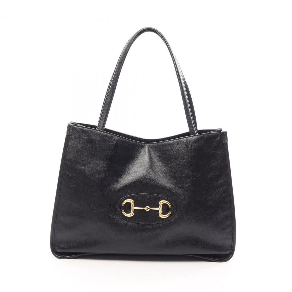 Gucci Tote Bag Horsebit 1955 Black Leather