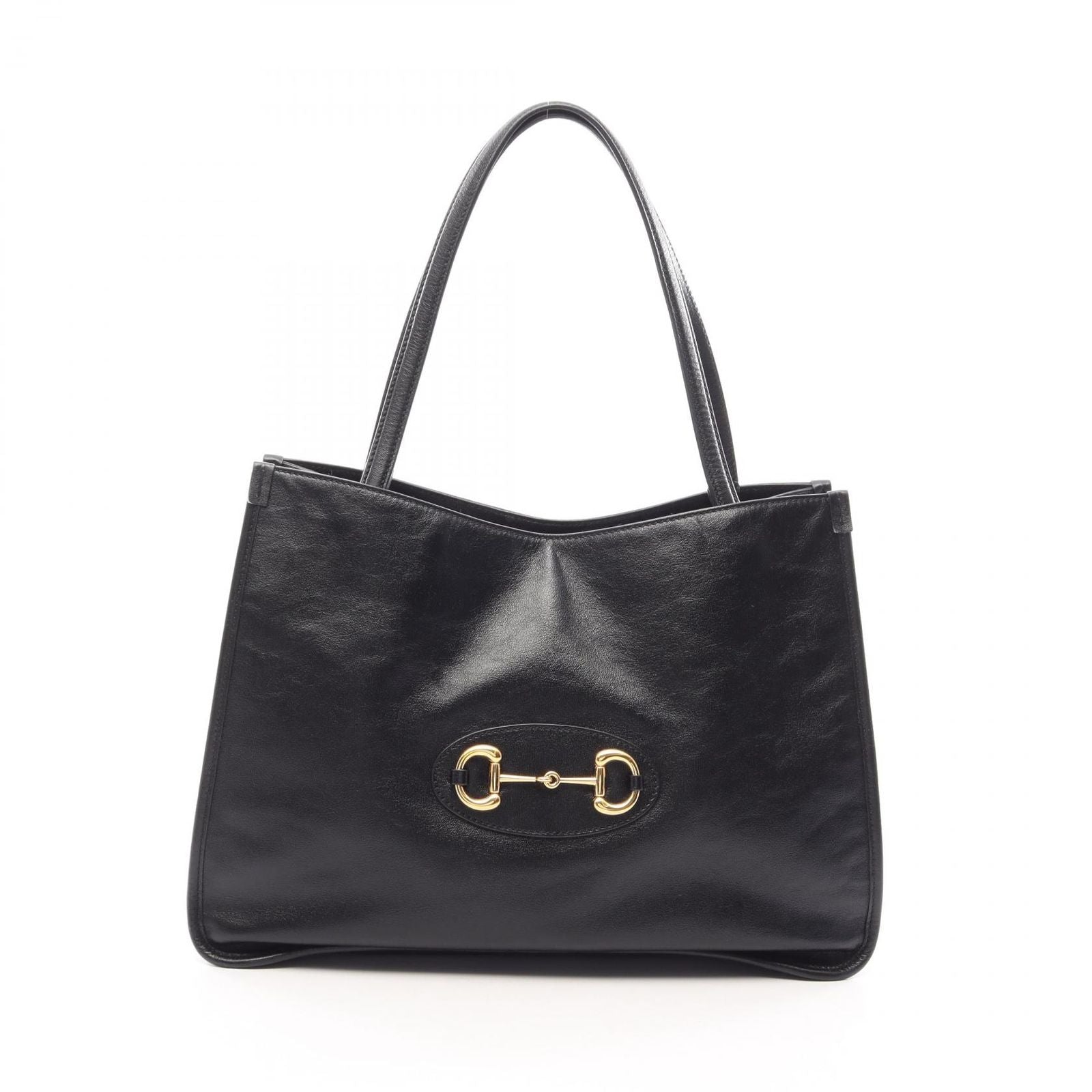 Gucci Tote Bag Horsebit 1955 Black Leather