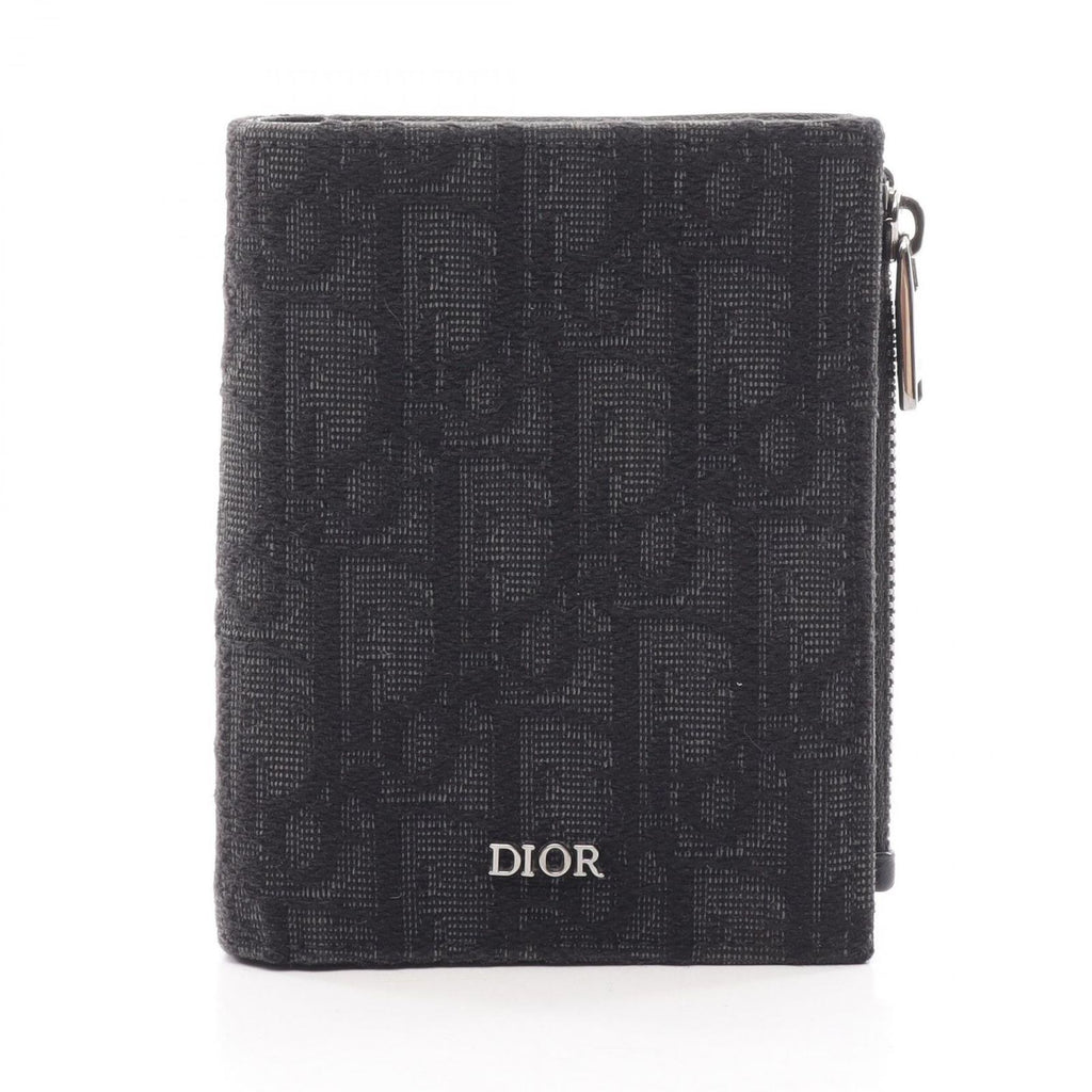 Dior Bifold Wallet Oblique Black Dark Gray