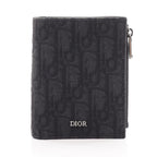 Dior Bifold Wallet Oblique Black Dark Gray