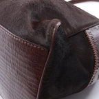 Fendi Tote Etonico Animal Motif Brown Leather Handbag — view 6