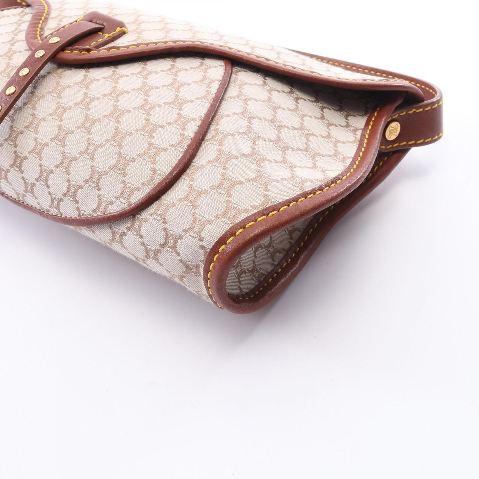 Celine Shoulder Bag Macadam Gray Brown Canvas Leather — view 5