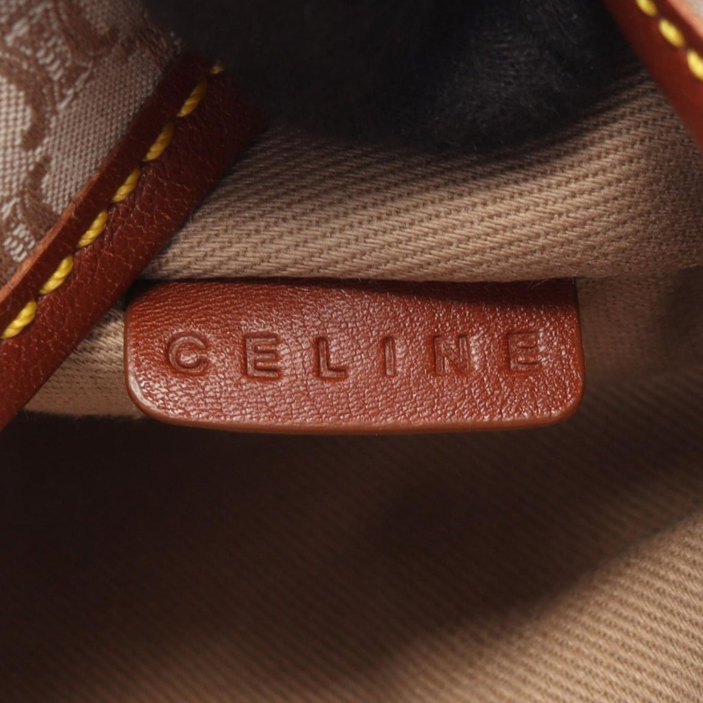 Celine Shoulder Bag Macadam Gray Brown Canvas Leather — view 4