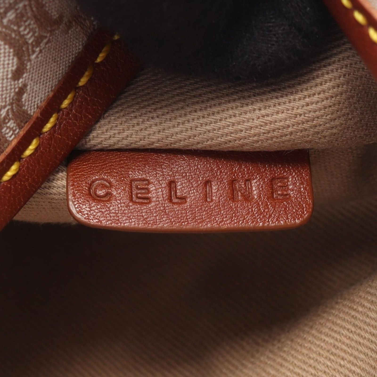 Celine Shoulder Bag Macadam Gray Brown Canvas Leather — view 4
