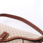 Celine Shoulder Bag Macadam Gray Brown Canvas Leather — view 6