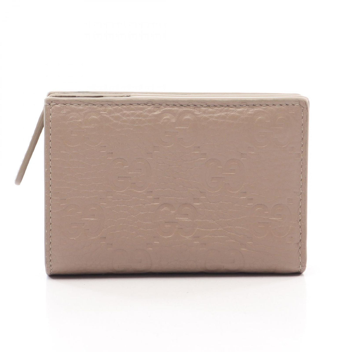 Gucci Bifold Wallet GG Emblem Small Pink Beige Leather