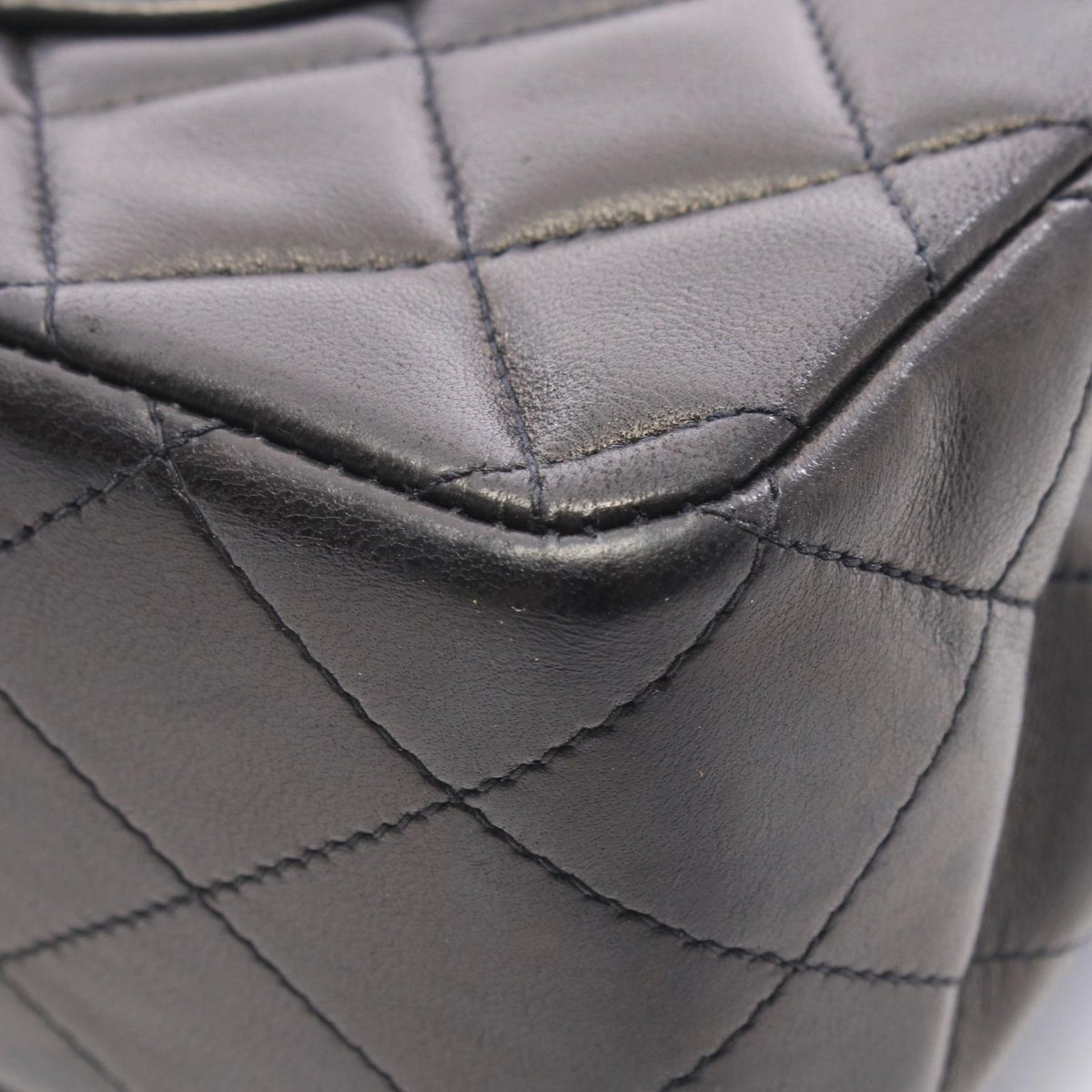 Chanel Shoulder Bag Quilted Double Flap Black Lambskin Chain — view 8