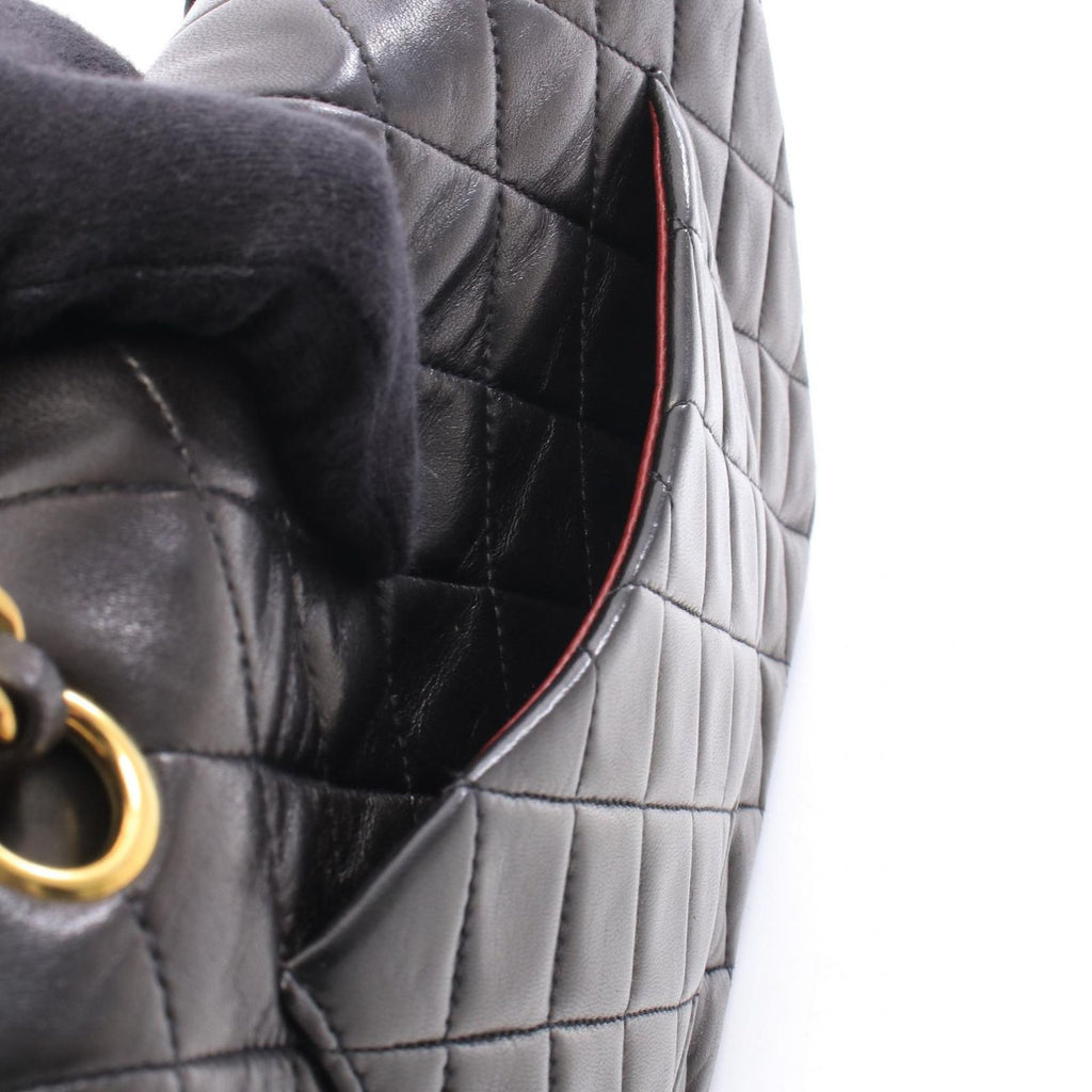 Chanel Shoulder Bag Quilted Double Flap Black Lambskin Chain — view 6