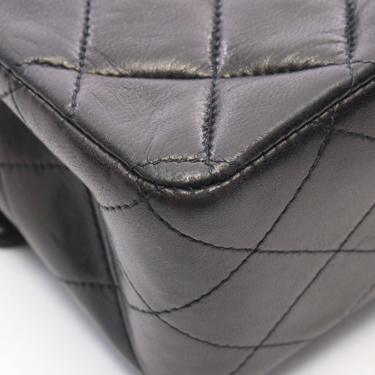Chanel Shoulder Bag Quilted Double Flap Black Lambskin Chain — view 7