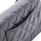 Chanel Shoulder Bag Quilted Black Lambskin Chain Wallet — view 7