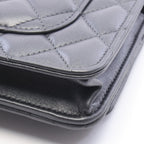 Chanel Shoulder Bag Quilted Black Lambskin Chain Wallet — view 6