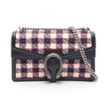 Gucci Shoulder Bag Dionysus Black Plaid Fabric Leather Small