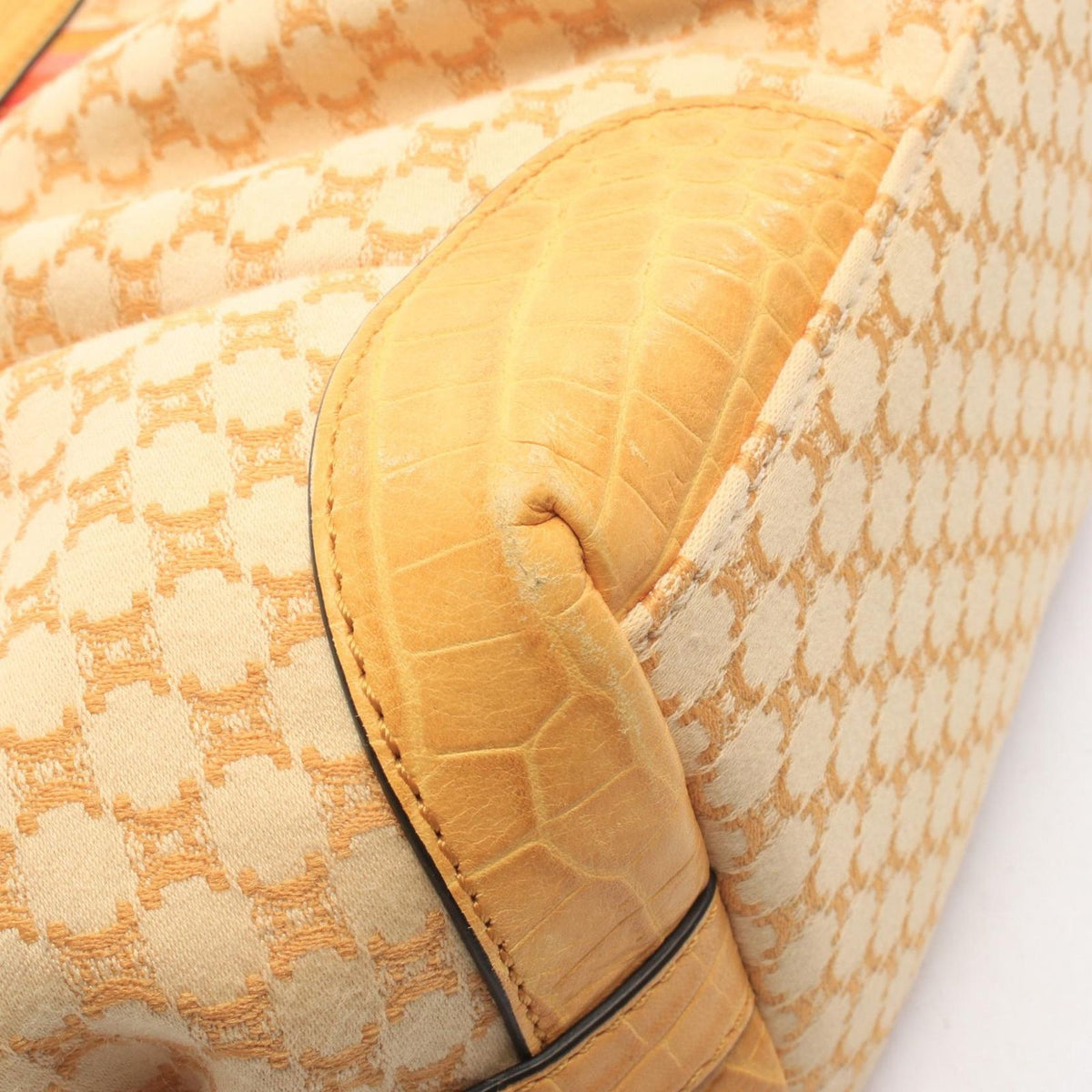 Celine Tote Bag Macadam Croco Embossed Sc Yellow Multi Canvas Leather — view 7