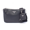 Prada Shoulder Bag Saffiano Travel Black Leather Triangle Logo