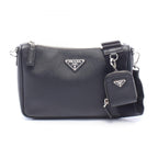 Prada Shoulder Bag Saffiano Travel Black Leather Triangle Logo