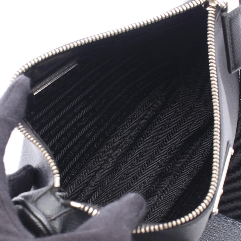 Prada Shoulder Bag Saffiano Travel Black Leather Triangle Logo — view 3