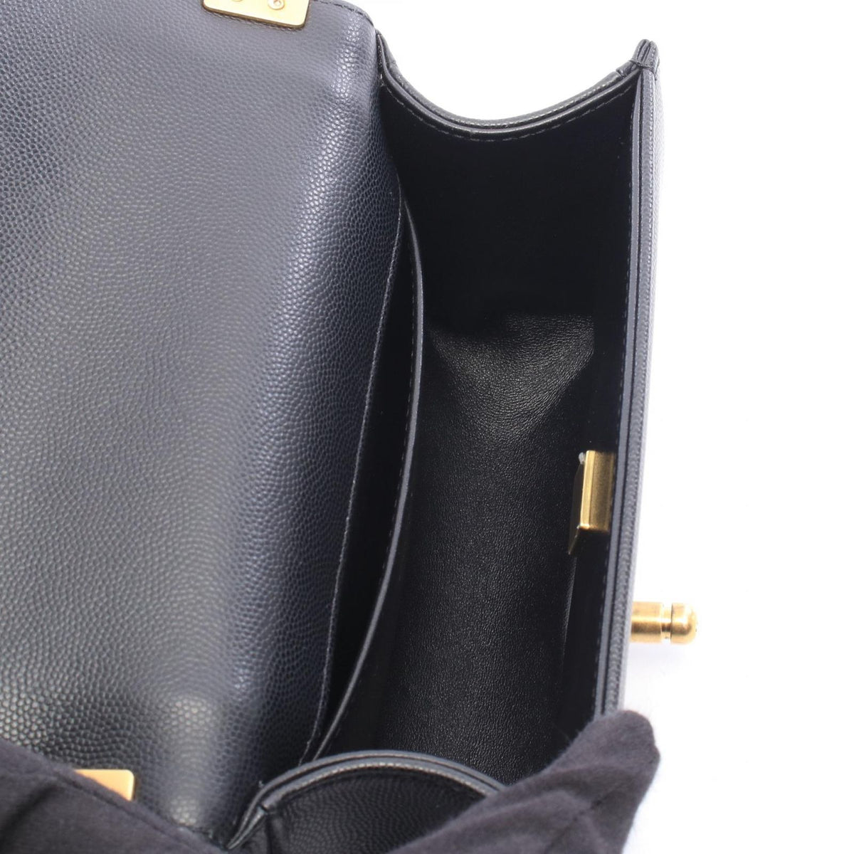 Chanel Shoulder Bag Boy Small Black Caviar Leather Chain — view 3