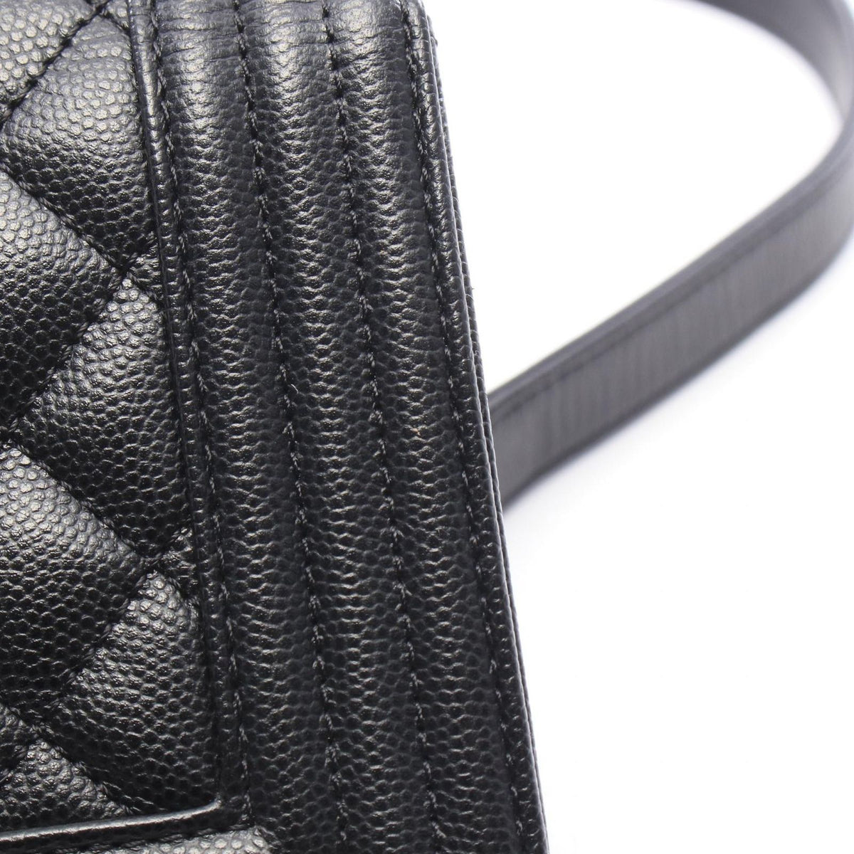 Chanel Shoulder Bag Boy Small Black Caviar Leather Chain — view 8
