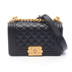 Chanel Shoulder Bag Boy Small Black Caviar Leather Chain