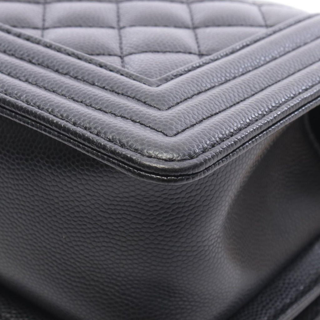 Chanel Shoulder Bag Boy Small Black Caviar Leather Chain — view 6