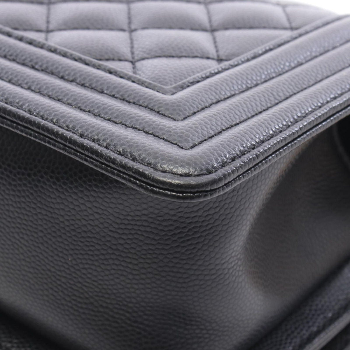 Chanel Shoulder Bag Boy Small Black Caviar Leather Chain — view 6