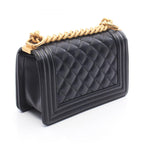 Chanel Shoulder Bag Boy Small Black Caviar Leather Chain — view 2