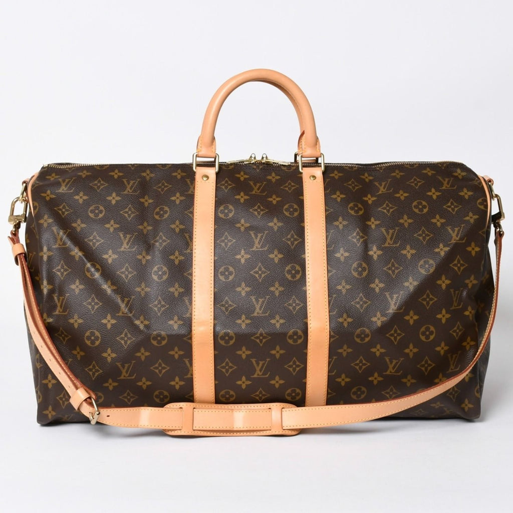 Louis Vuitton Monogram Keepall Bandouliere 55 2-Way Boston Bag Brown Canvas