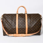 Louis Vuitton Monogram Keepall Bandouliere 55 2-Way Boston Bag Brown Canvas
