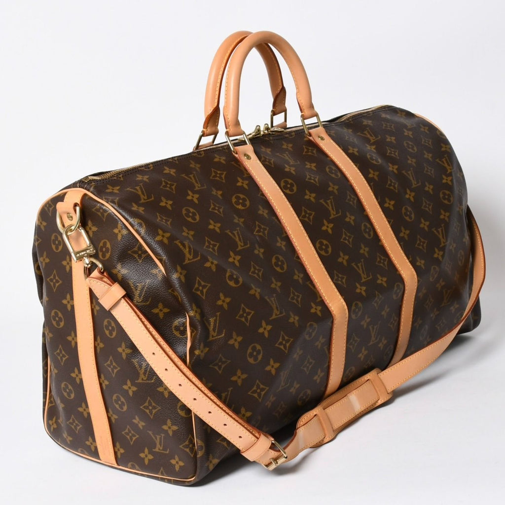 Louis Vuitton Monogram Keepall Bandouliere 55 2-Way Boston Bag Brown Canvas — view 3