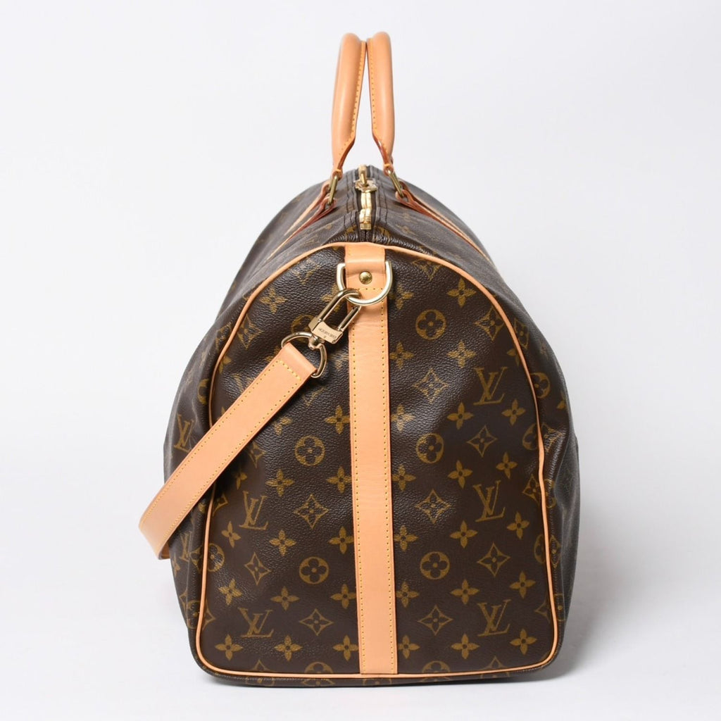 Louis Vuitton Monogram Keepall Bandouliere 55 2-Way Boston Bag Brown Canvas — view 4
