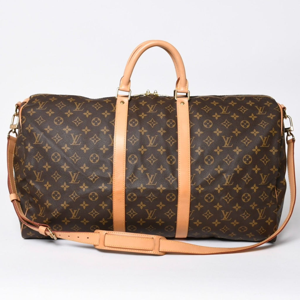 Louis Vuitton Monogram Keepall Bandouliere 55 2-Way Boston Bag Brown Canvas