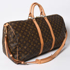Louis Vuitton Monogram Keepall Bandouliere 55 2-Way Boston Bag Brown Canvas — view 3