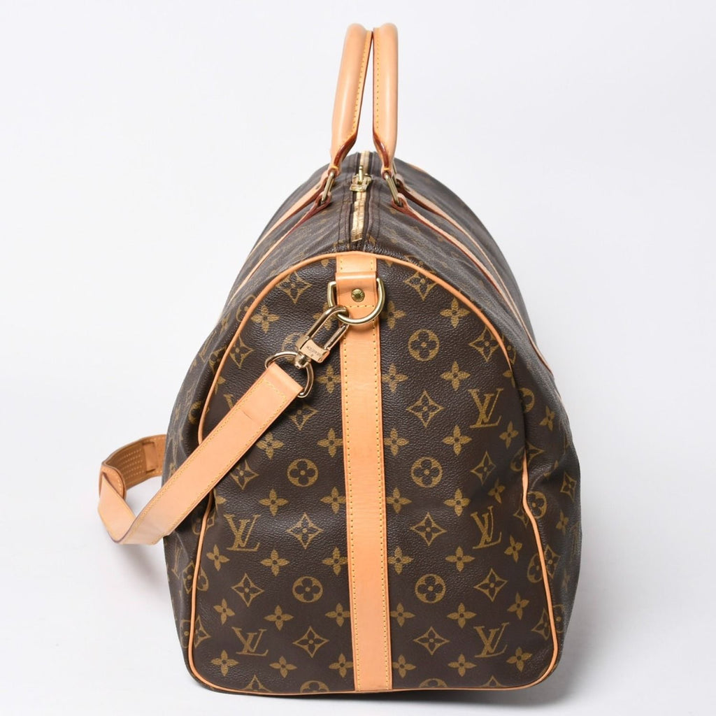 Louis Vuitton Monogram Keepall Bandouliere 55 2-Way Boston Bag Brown Canvas — view 4