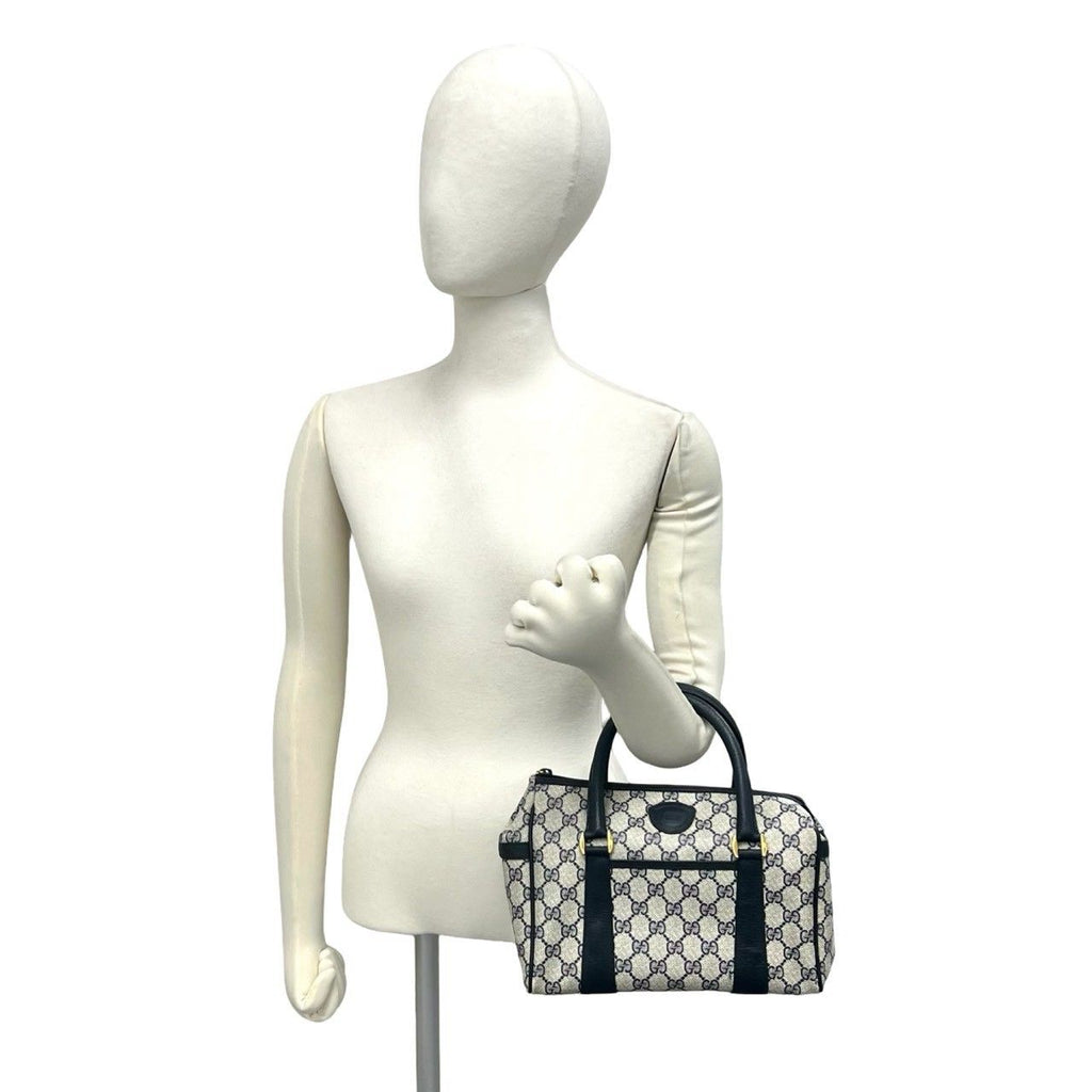 Gucci Vintage GG Logo Leather Mini Boston Bag Navy — view 2