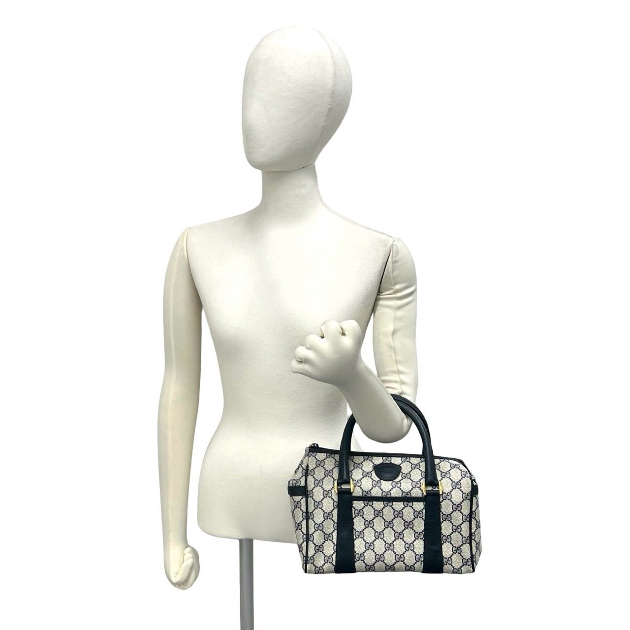 Gucci Vintage GG Logo Leather Mini Boston Bag Navy — view 2