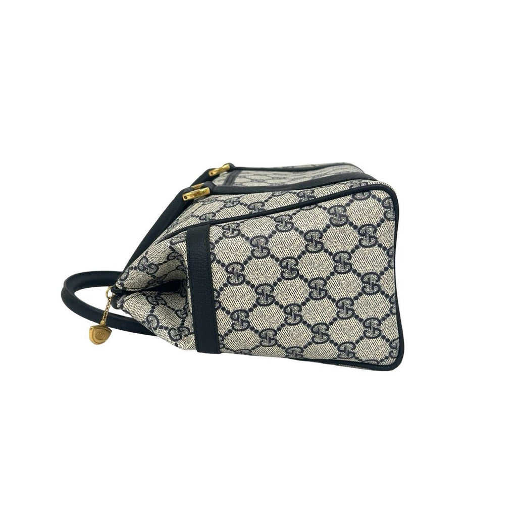Gucci Vintage GG Logo Leather Mini Boston Bag Navy — view 5