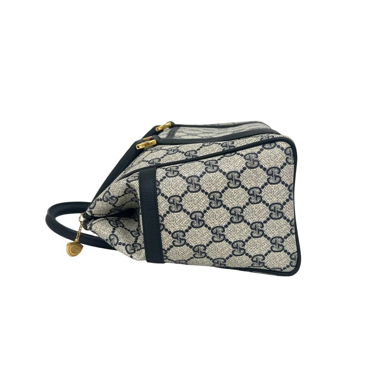 Gucci Vintage GG Logo Leather Mini Boston Bag Navy — view 5