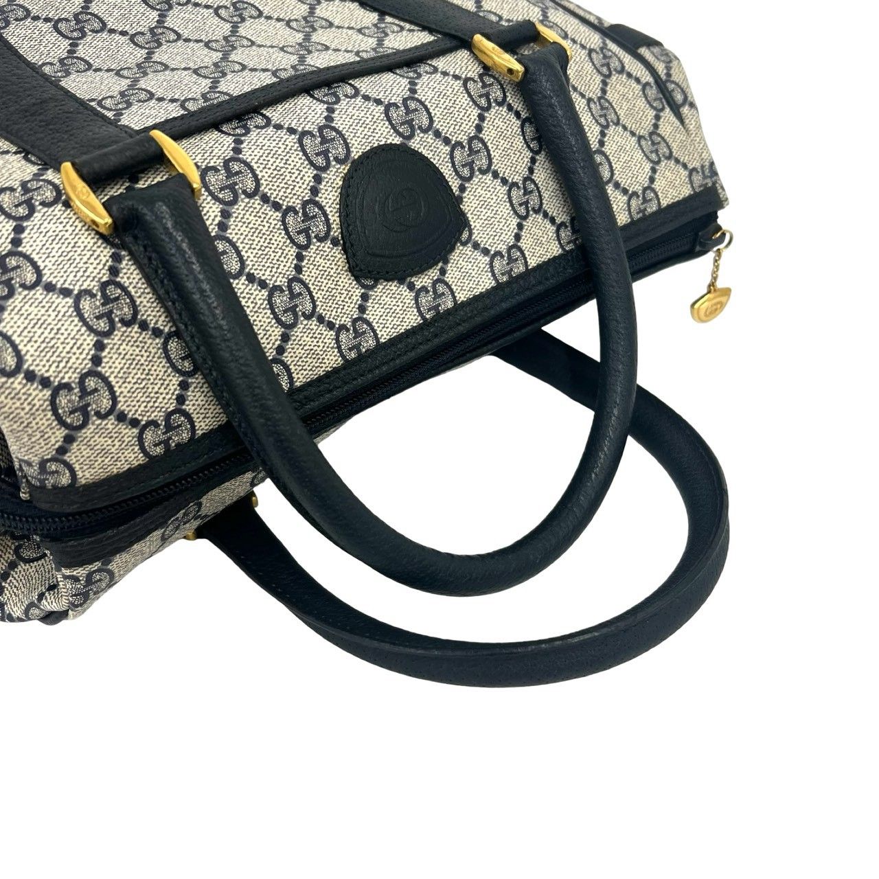 Gucci Vintage GG Logo Leather Mini Boston Bag Navy — view 4