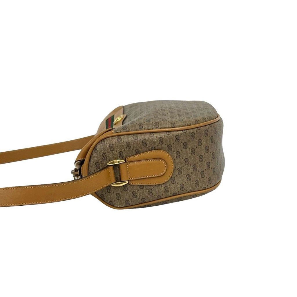 Gucci Vintage Sherry Line Micro GG Logo Leather Shoulder Bag Brown — view 5