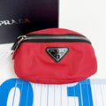 Prada Pouch Re-Nylon Arm Red Black Tessuto Nylon Triangle Logo Silver