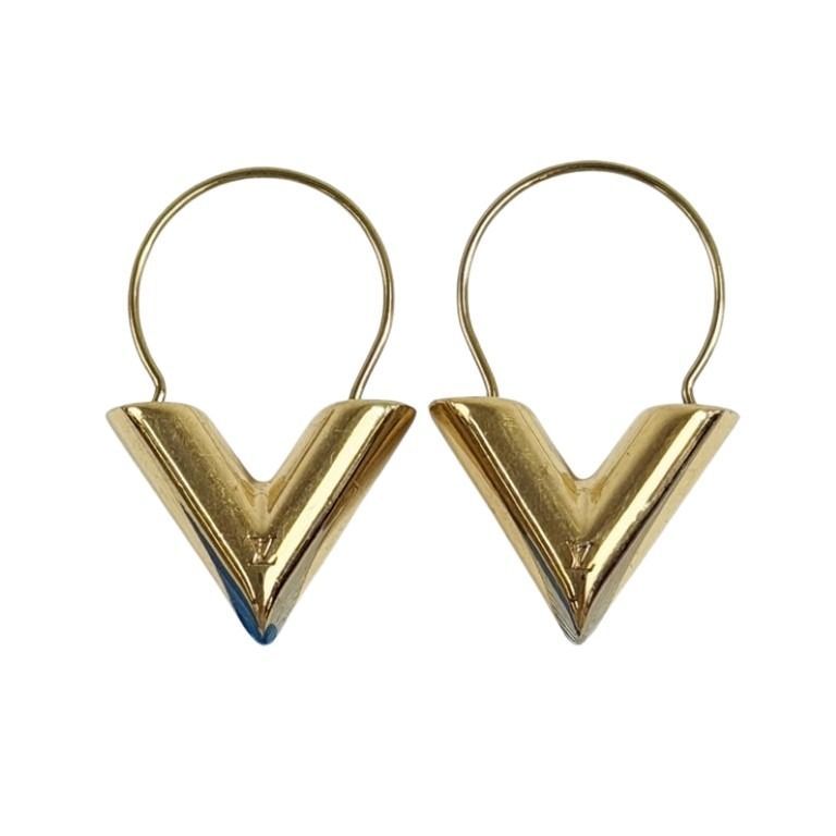 Louis Vuitton Earrings Essential Hoop Gold Metal