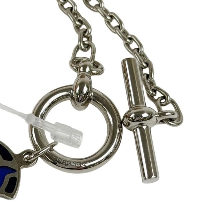 Hermes Necklace Helios Cheval Camaille de Blue Silver Metal — view 5