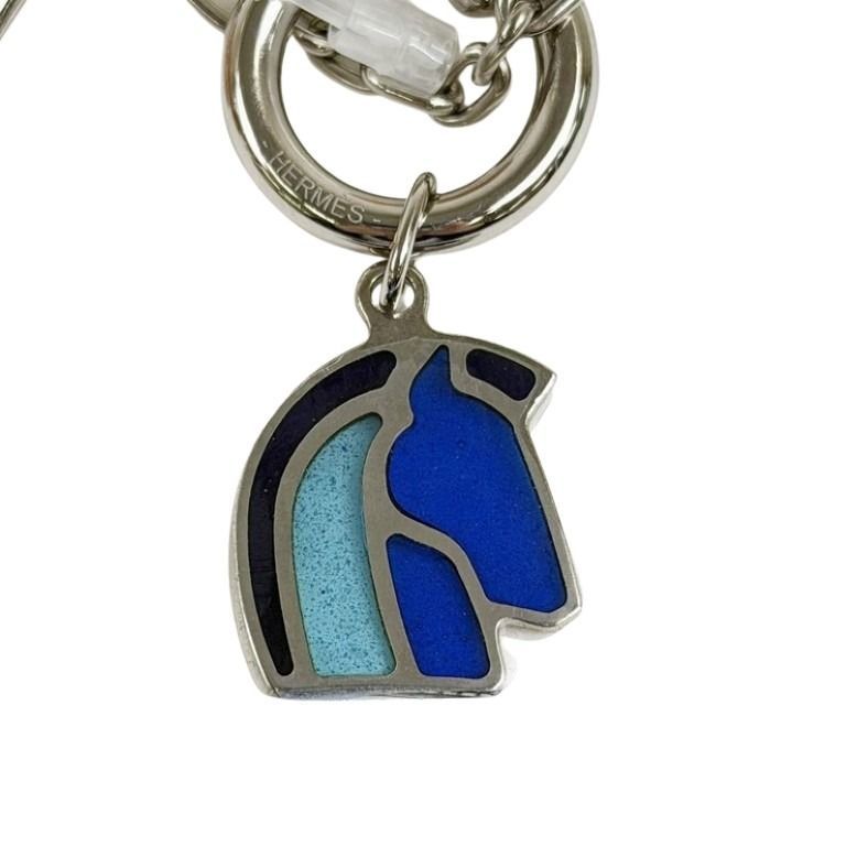 Hermes Necklace Helios Cheval Camaille de Blue Silver Metal — view 2