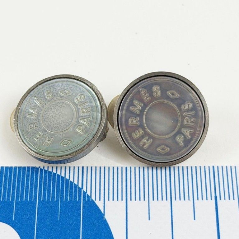 Hermes Earrings Sellier Silver Shell Metal