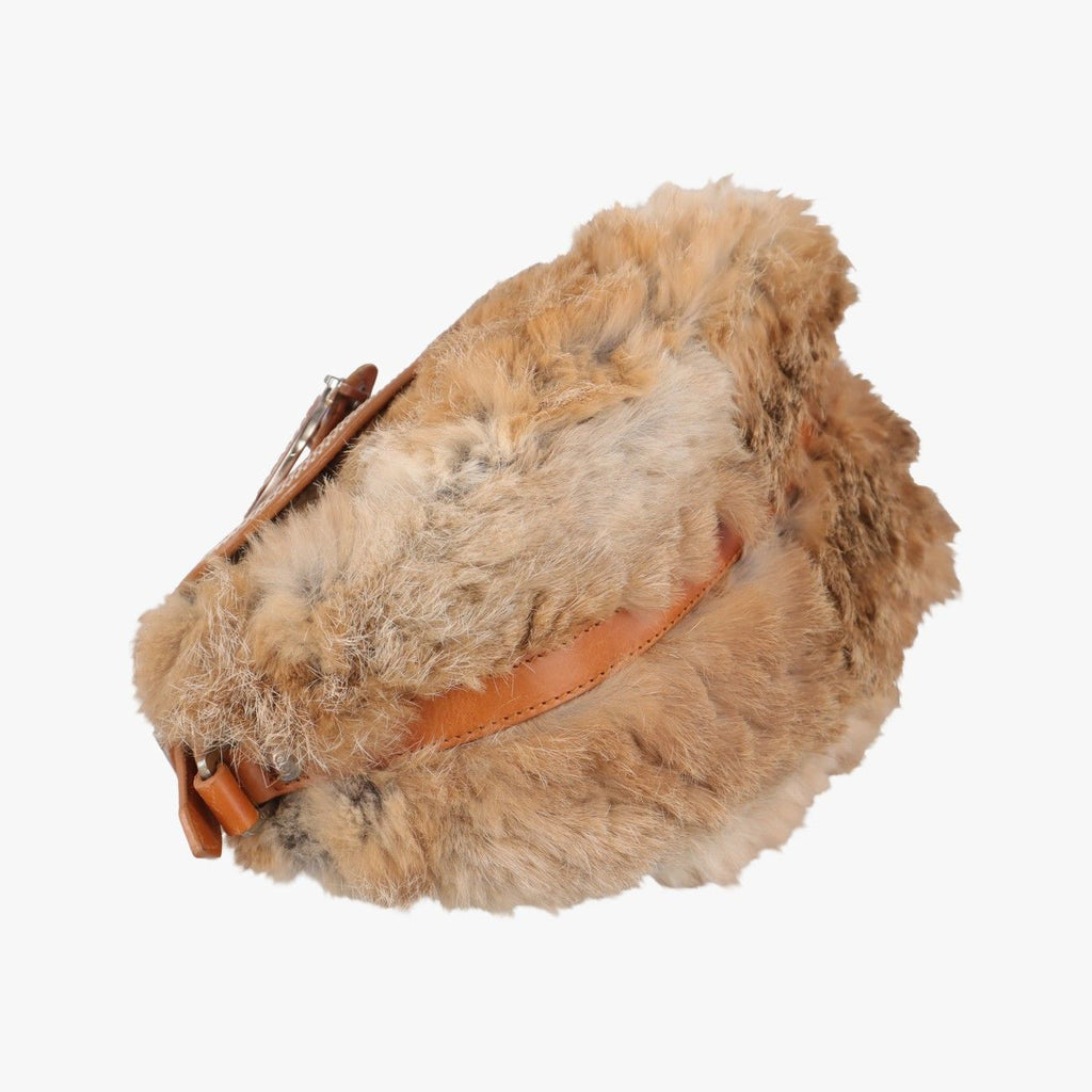 Dior d Logo Brown Fur Leather Shoulder Bag — view 5